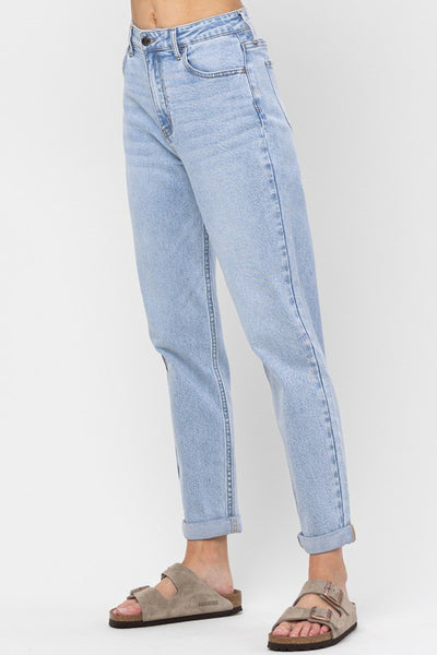 High Rise Mom Crop Skinny With Cuff