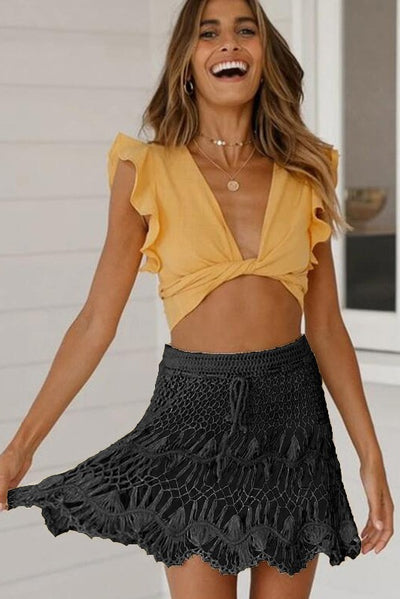 Women's Crochet Sheer Swimsuit Beach Mini Skirt