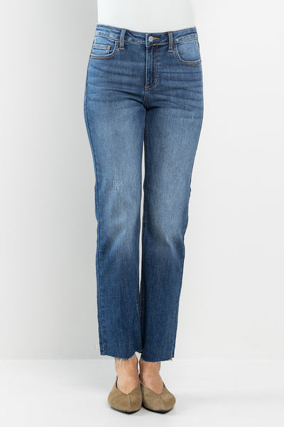 MID RISE STRAIGHT JEANS WITH SCISSOR CUT HEM
