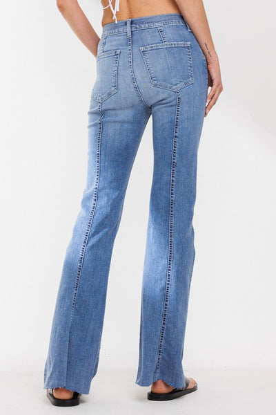HIGH RISE FLARE WITH CENTER LEG SEAMS JEANS