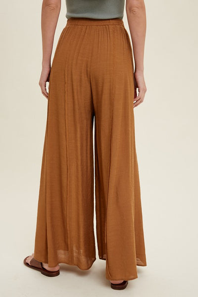 WIDE LEG PANTS WITH RAW EDGE DETAIL