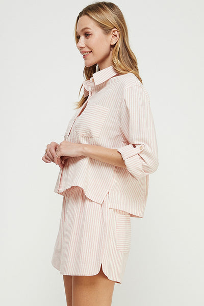 Striped Cotton/Linen Button Down