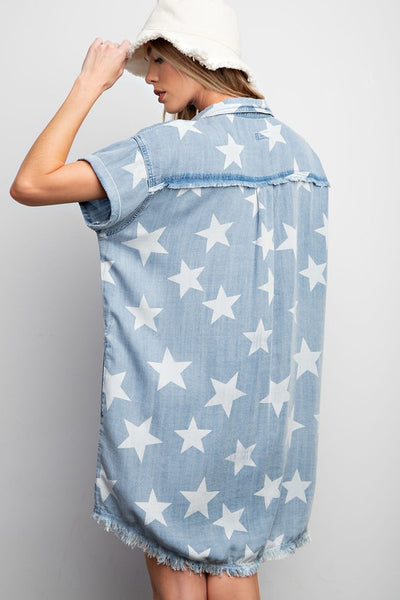 TWINKLE STAR DENIM SHIRT DRESS