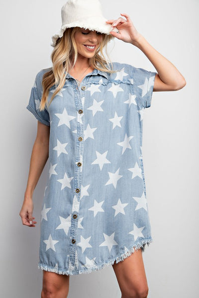 TWINKLE STAR DENIM SHIRT DRESS