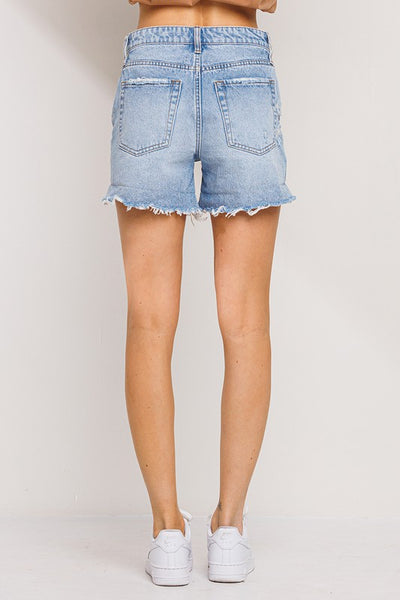 High Rise Distressed Shorts