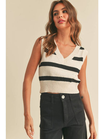 Striped Pattern Knitted Vest