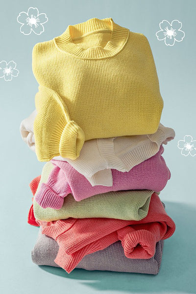 OVERSIZED SIDE SLIT CREW NECK COZY SWEATER