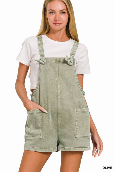 WASHED KNOT STRAP ROMPERS