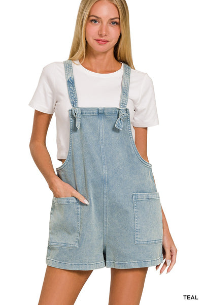 WASHED KNOT STRAP ROMPERS