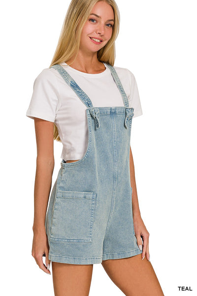 WASHED KNOT STRAP ROMPERS