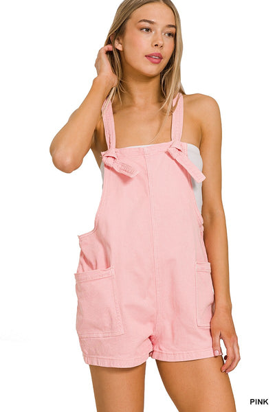 WASHED KNOT STRAP ROMPERS