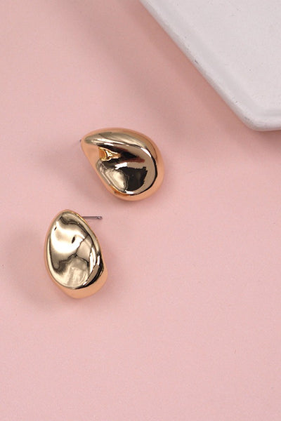 FLAT TEAR DROP STUD EARRINGS