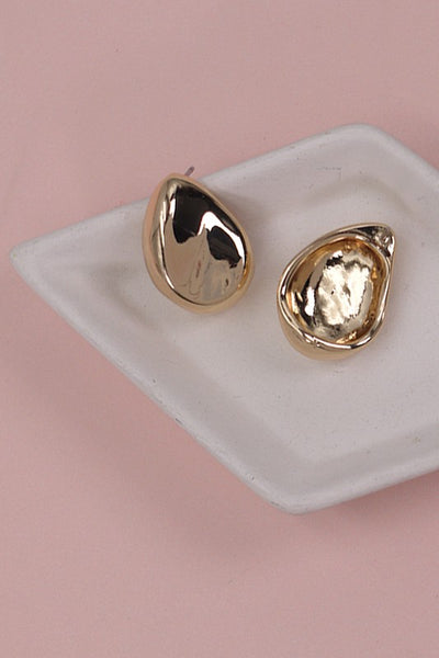 FLAT TEAR DROP STUD EARRINGS