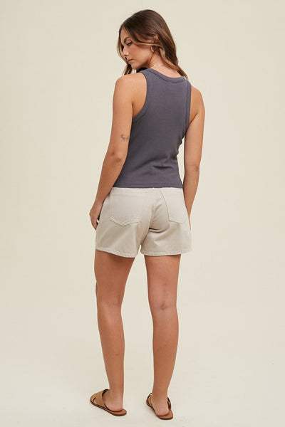 RIBBED KNIT CROP TANK TOP