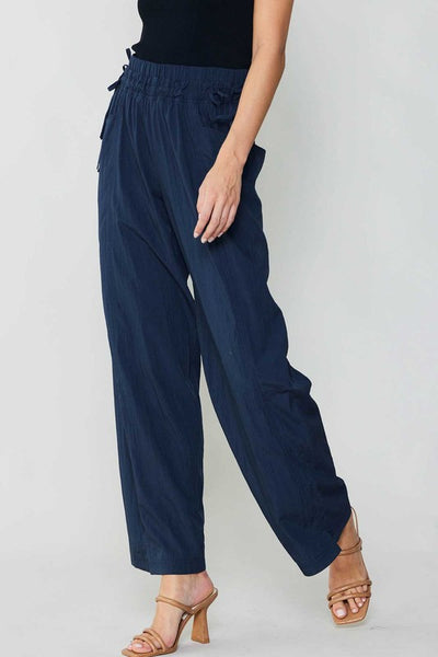 ELASTICIZED WAIST WIDE-LEG PANTS