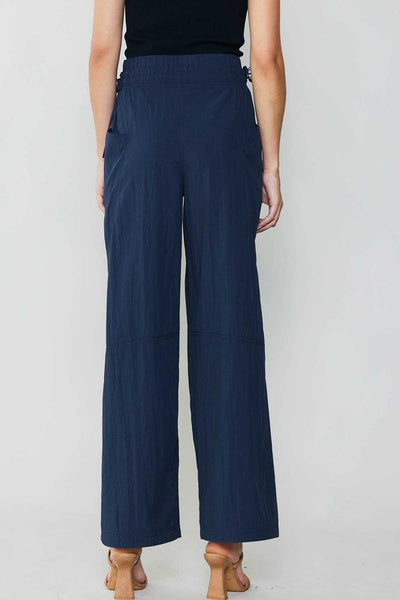 ELASTICIZED WAIST WIDE-LEG PANTS
