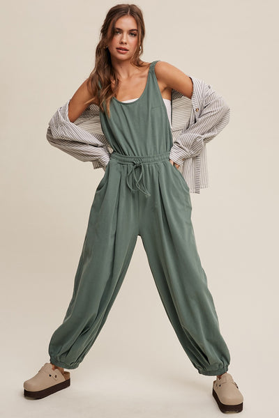 Tank and Jogger Pants Open Back Knit Jumpsuit