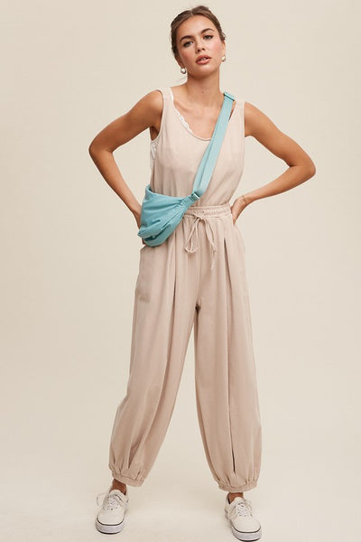 Tank and Jogger Pants Open Back Knit Jumpsuit