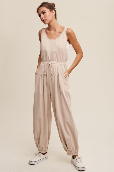 Tank and Jogger Pants Open Back Knit Jumpsuit