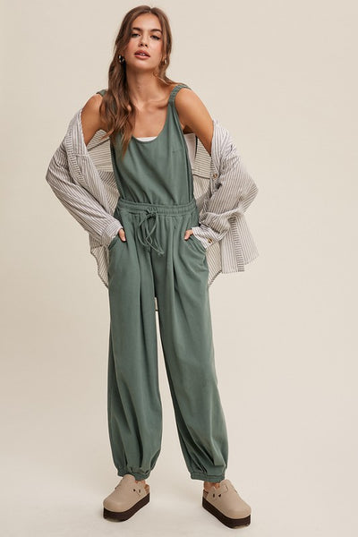 Tank and Jogger Pants Open Back Knit Jumpsuit