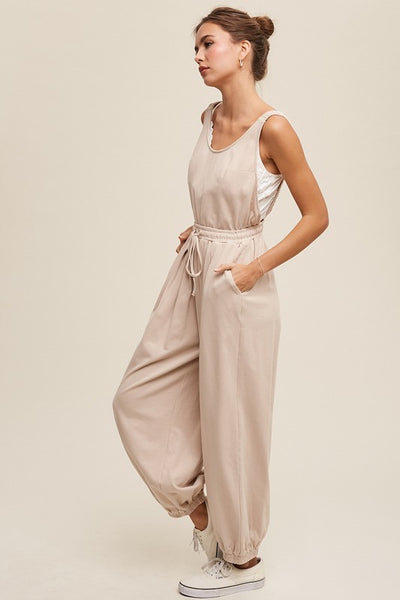 Tank and Jogger Pants Open Back Knit Jumpsuit