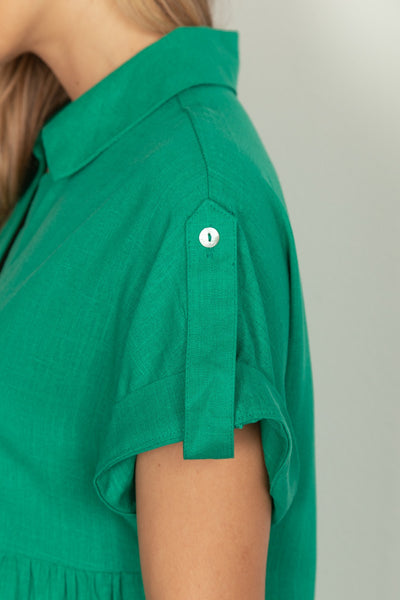 Oversized Solid Linen Woven Midi Dress