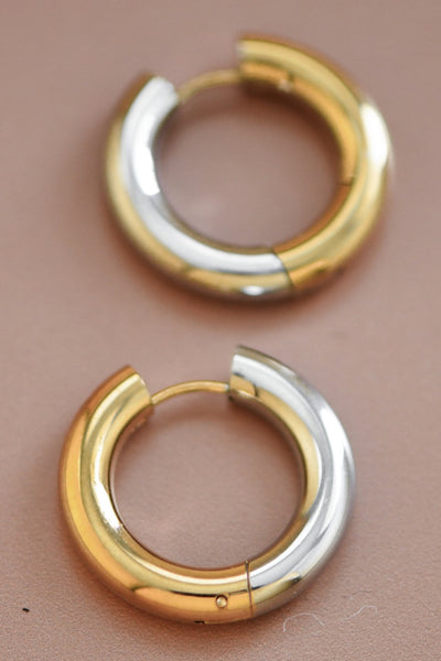 18K Waterproof Non-Tarnish Stainless Steel Hoops