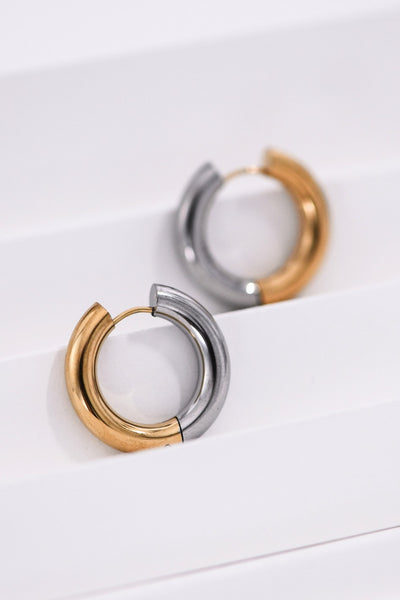 18K Waterproof Non-Tarnish Stainless Steel Hoops