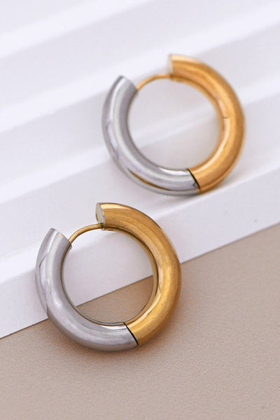 18K Waterproof Non-Tarnish Stainless Steel Hoops