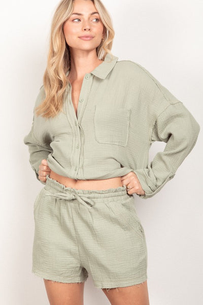 PLUS SIZE Gauze Woven Shorts