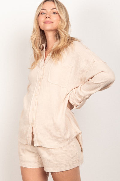 PLUS SIZE Gauze Woven Shirt Top