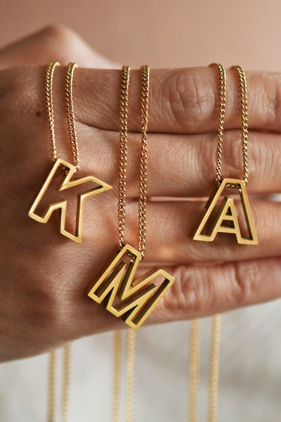 18K Non-Tarnish Stainless Steel Initial Necklace