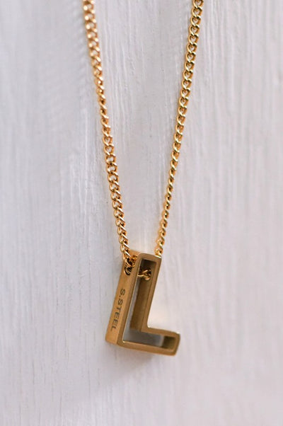 18K Non-Tarnish Stainless Steel Initial Necklace