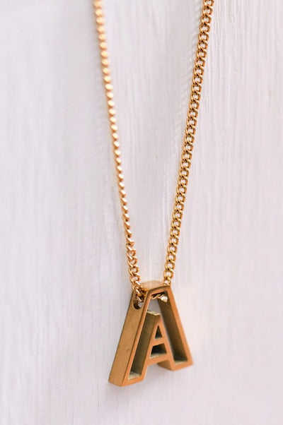 18K Non-Tarnish Stainless Steel Initial Necklace