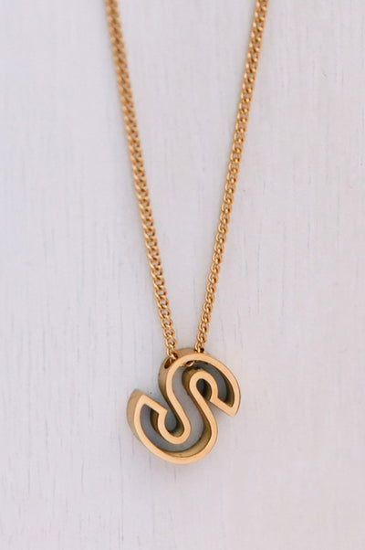 18K Non-Tarnish Stainless Steel Initial Necklace