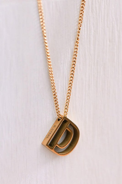 18K Non-Tarnish Stainless Steel Initial Necklace