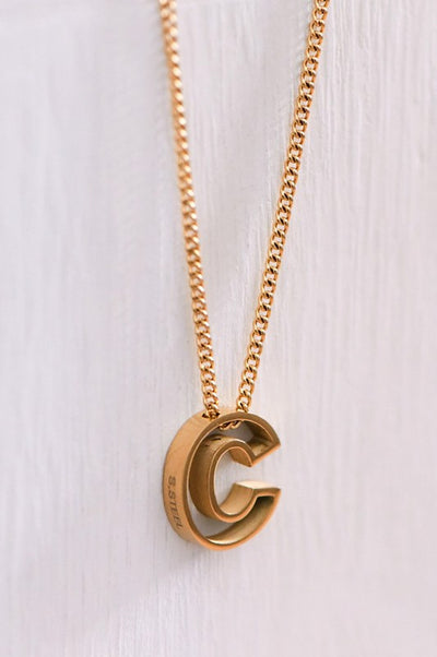 18K Non-Tarnish Stainless Steel Initial Necklace