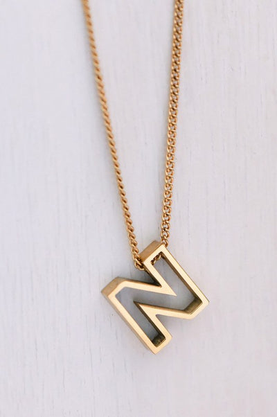 18K Non-Tarnish Stainless Steel Initial Necklace