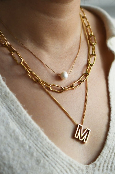 18K Non-Tarnish Stainless Steel Initial Necklace