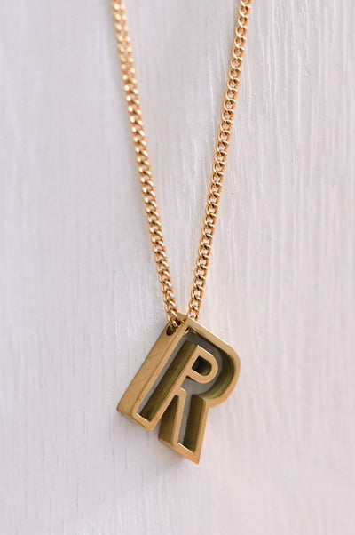 18K Non-Tarnish Stainless Steel Initial Necklace
