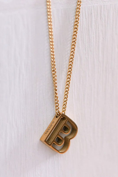 18K Non-Tarnish Stainless Steel Initial Necklace