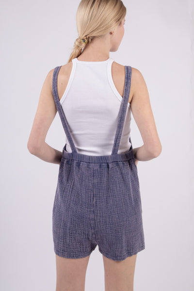 Sleeveless Double Gauze Overall Romper w/ Pockets