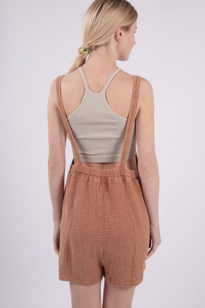 Sleeveless Double Gauze Overall Romper w/ Pockets