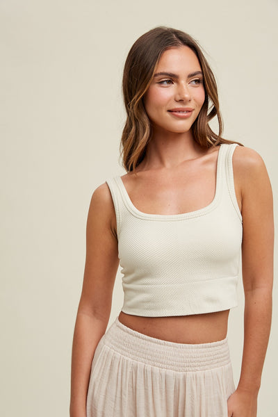 CHEVRON RIBBED SEAMLESS PADDED BRALETTE