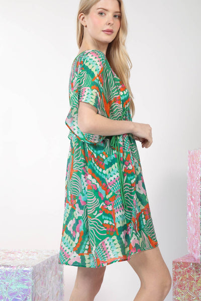 PLUS SIZE Multi Color Printed Coverup Mini Dress