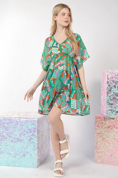 PLUS SIZE Multi Color Printed Coverup Mini Dress