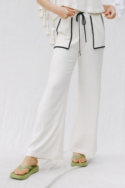 Linen Contrast Binding Pants