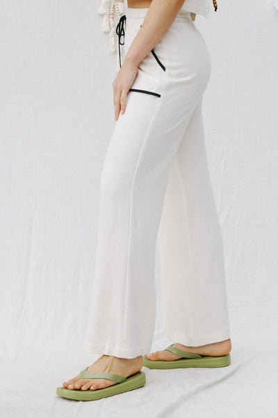 Linen Contrast Binding Pants