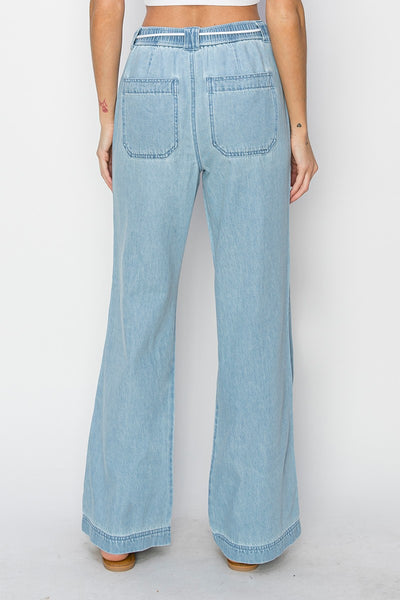 HIGH RISE WIDE LEG PULL ON JEANS