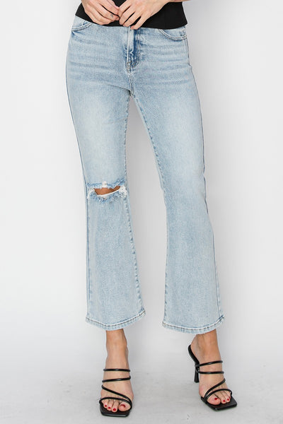 High Rise Crop Flare Jeans